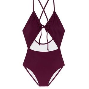 Purple one piece bathing suit